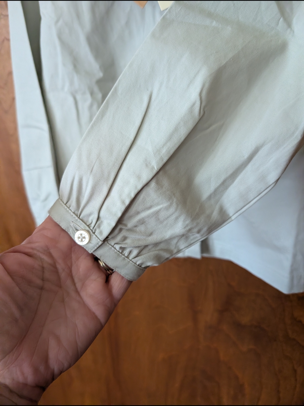 Boutique Button-Down Shirt with Peter Pan Collar - Light Sage - Picture 5 of 7